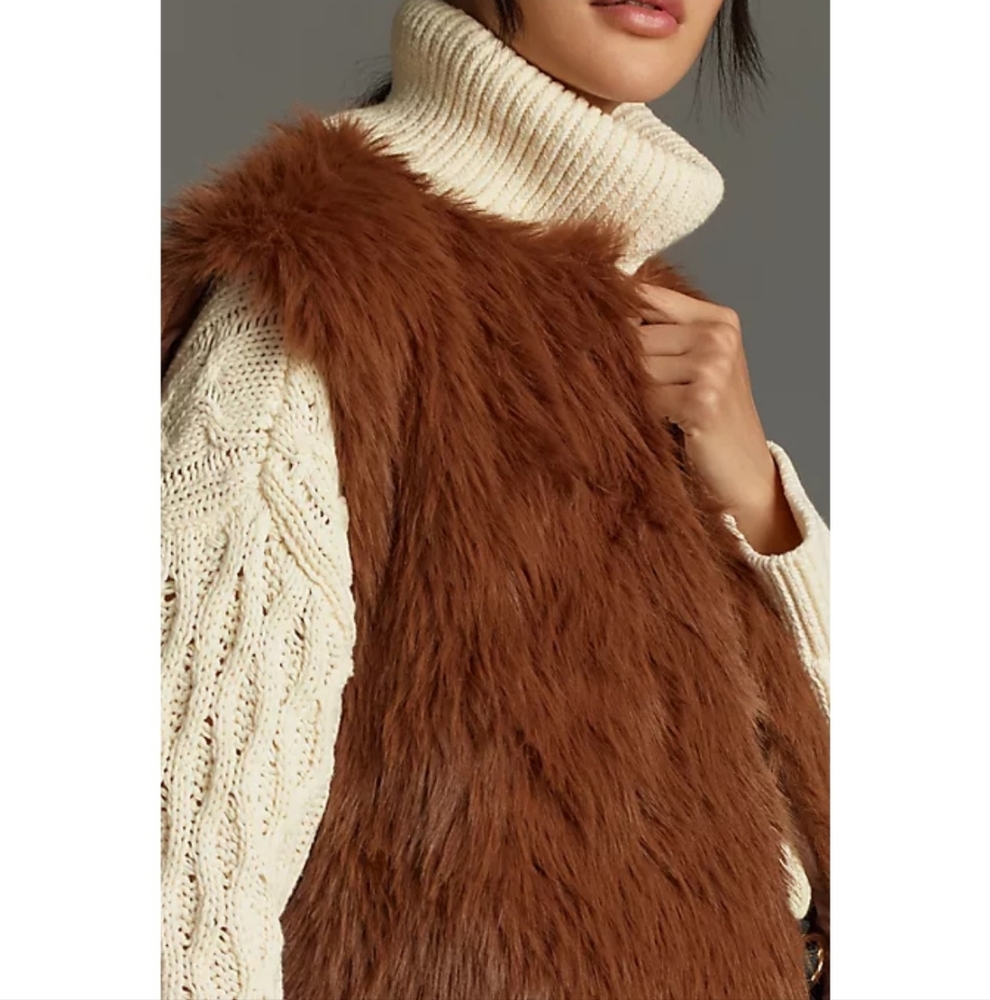 Anthropologie Faux Fur Brown Vest - Picture 6 of 10